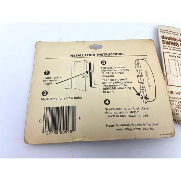 VTG Lot Of 3 Home Protection Flip Over Door Lock Double Lock Swing Lock 1980s - Picture 6 of 7